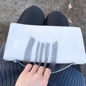 Bcbg metal chain handle clutches